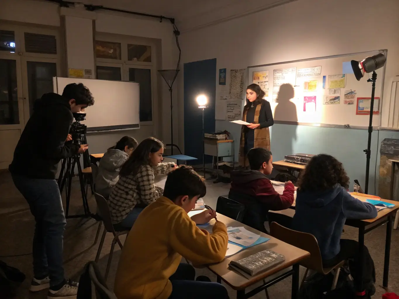 An image showing a group of adults and young people with disabilities engaging in educational activities with supportive staff, in a classroom setting.