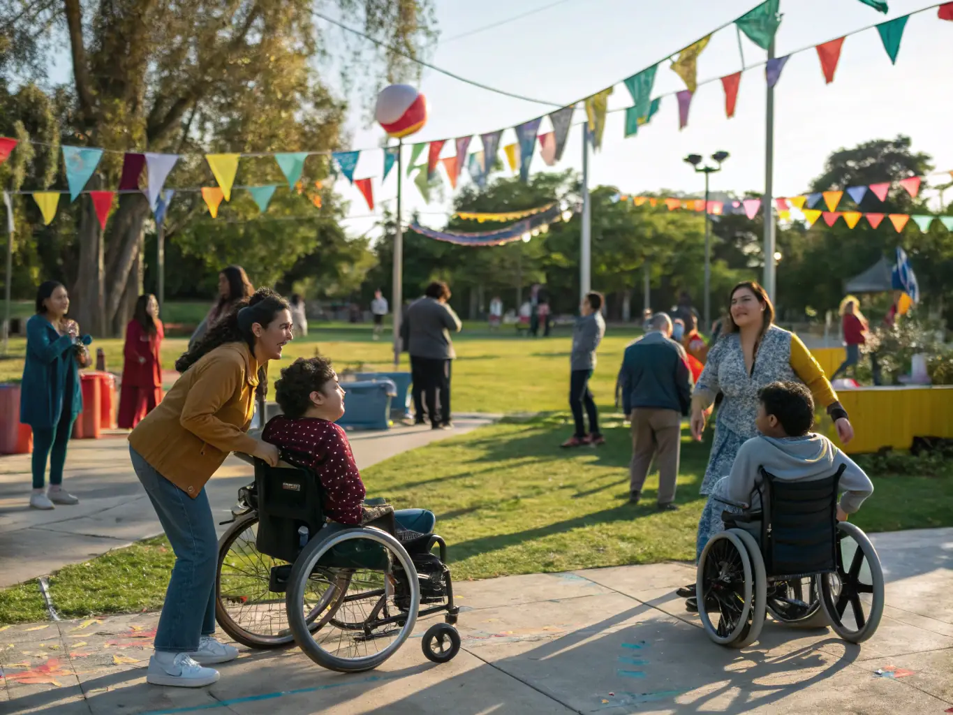 An image showing a diverse group of people participating in a community event, highlighting inclusion and social interaction.